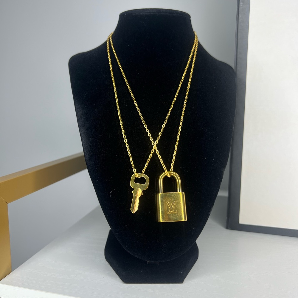 Authentic Louis Vuitton Gold Lock and Key Necklace